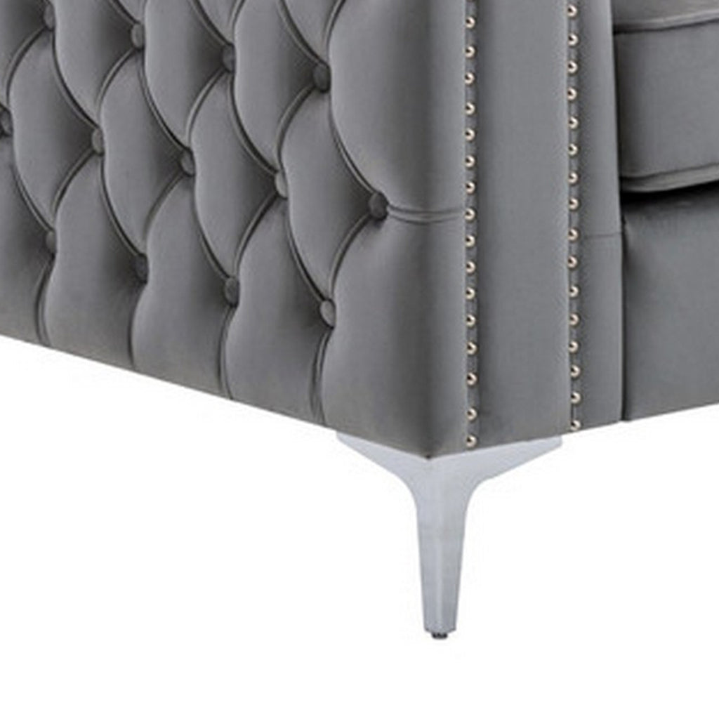 Gray Velvet Armchair C225366