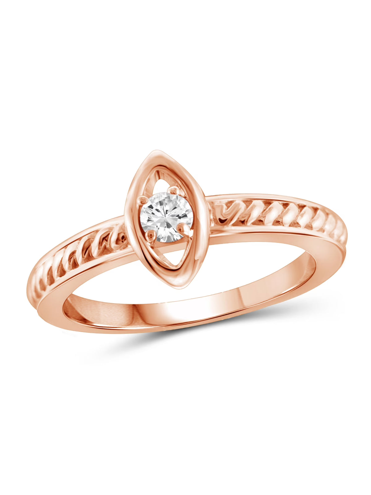 1/10 Carat White Diamond Ring Rose Gold Over Silver Y68026