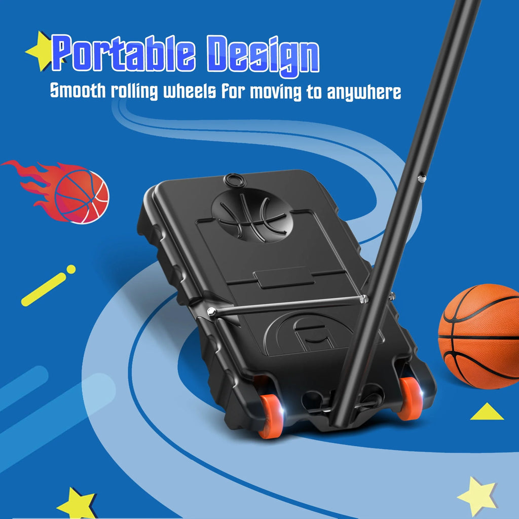 Adjustable Portable Basketball Hoop with 33 Shatterproof Backboard R395