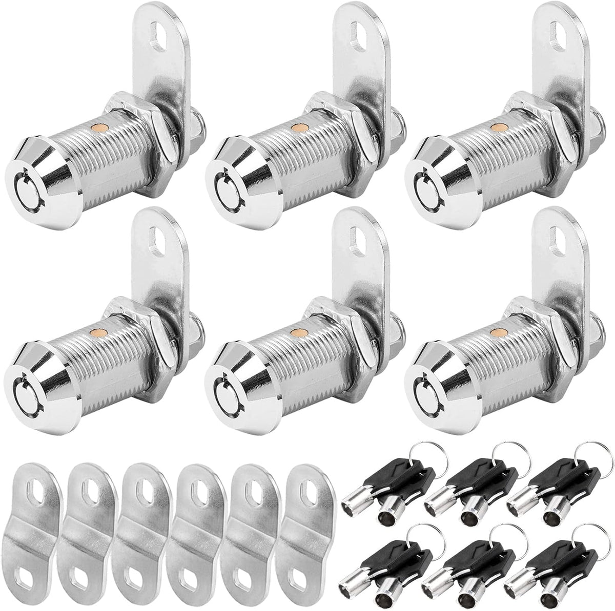 1-1/8 Inch Chrome Tubular Cam Lock 6 Pack J875118