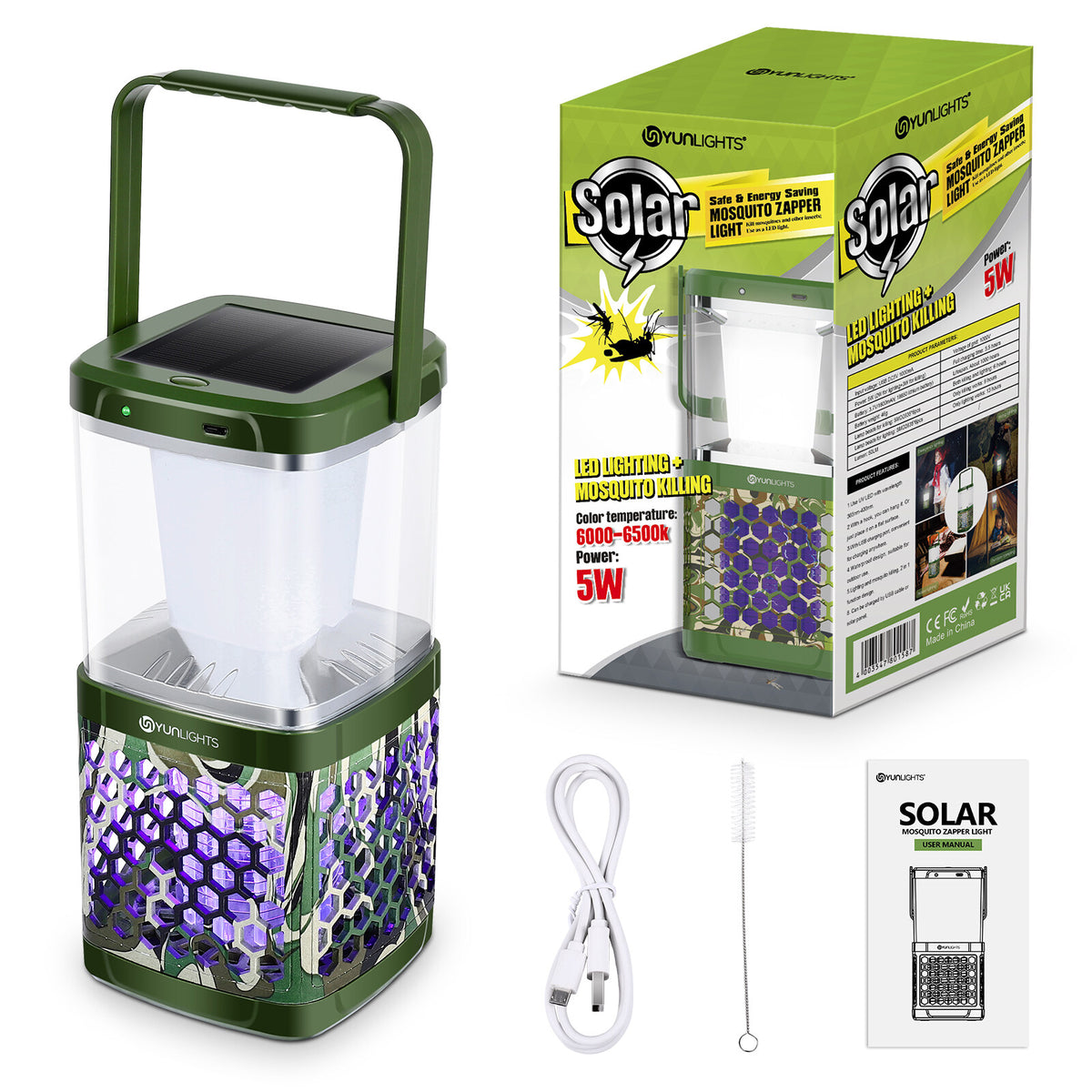 Solar Mosquito Zapper Camping Lantern Bug Zapper Lamp Portable Tent Lamp 2 in 1 Function Bug Zapper Light M3176