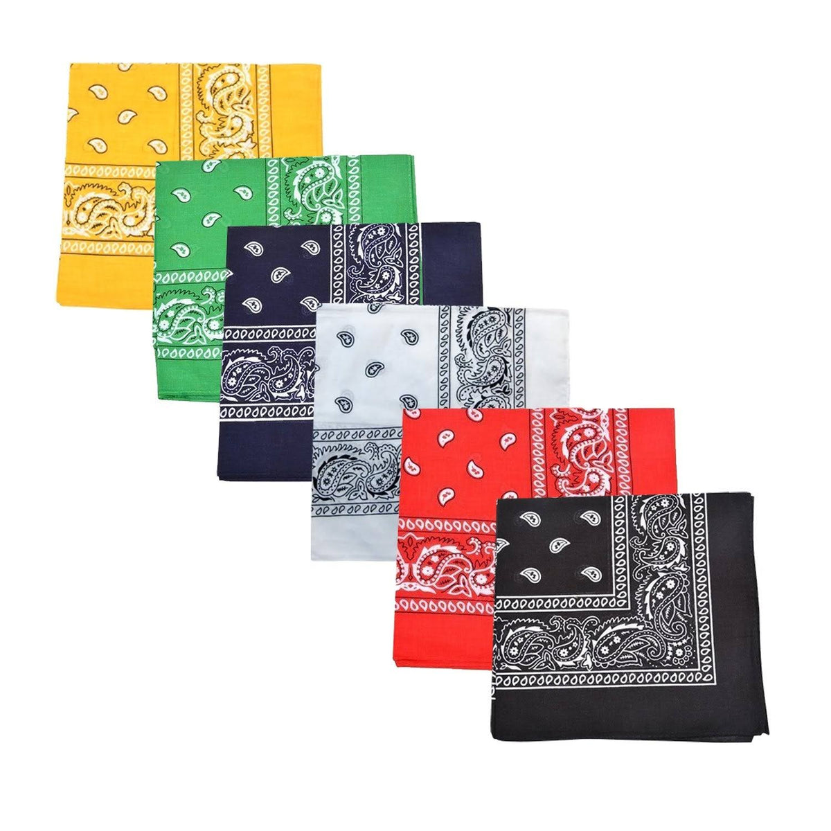 96 Pack 100% Cotton Double Sided Paisley Bandanas Y999