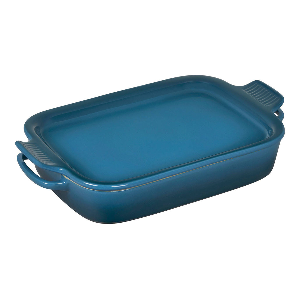 Deep Teal Stoneware Rectangular Dish with Platter Lid L99039