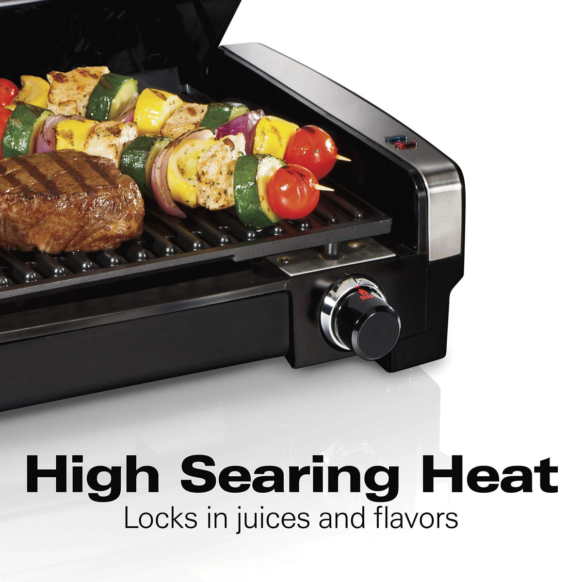 Electric Indoor Searing Grill with Adjustable Temperature Control, Removable Nonstick Grate, 118 sq. in. Surface, Stainless Steel R81588