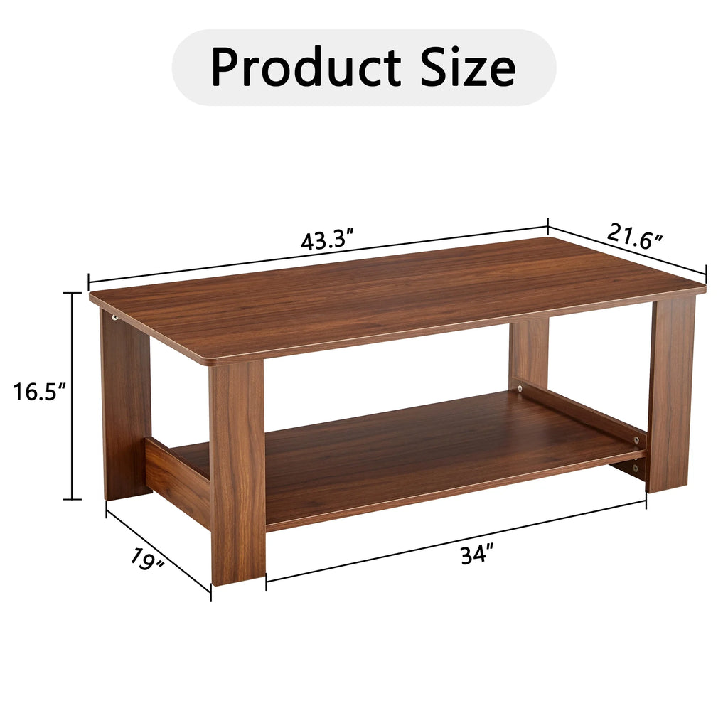 2-Tier Wood Coffee Table with Storage H4594