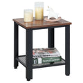 Black 2-Tier Side Table with Storage Shelf V7766