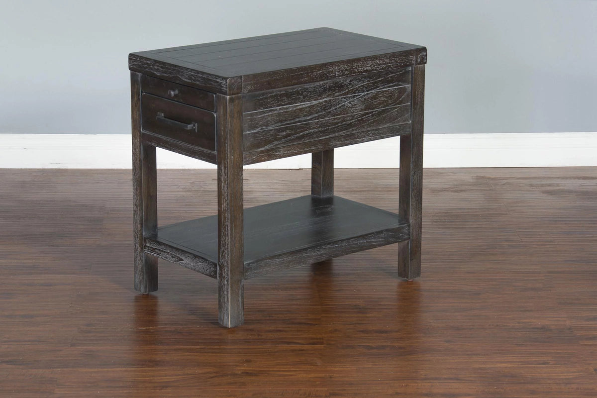 16" Mindi Wood Chair Side Table in Dark Brown Q1953