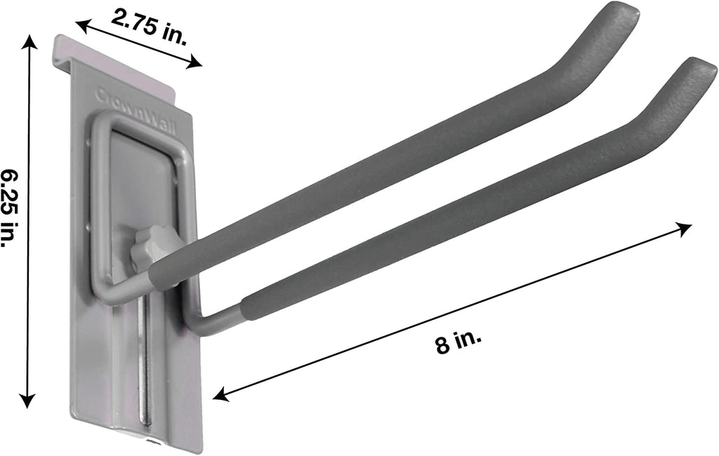 Slat Wall Storage Organizer with 8 Inch Locking Double Hooks (3 Pack) H50246