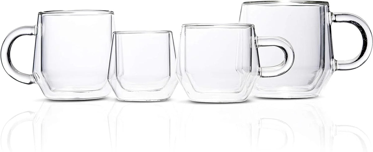 Clear 4Oz Double Walled Glass Espresso Cups with Handles L71590