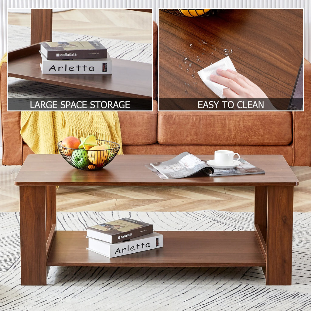 2-Tier Wood Coffee Table with Storage H4594