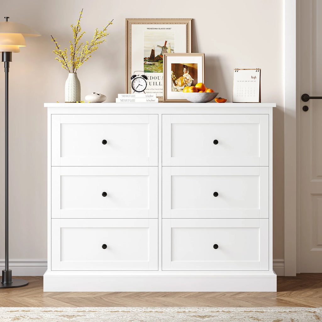 White 6 Drawer Wood Dresser G670179