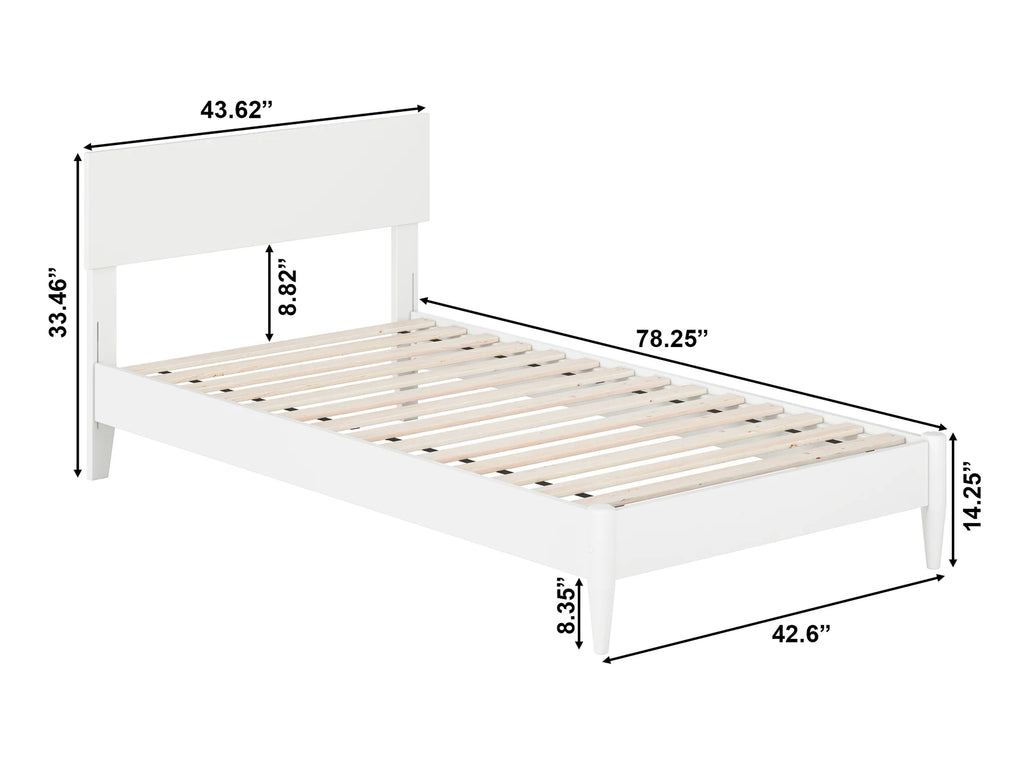 White Twin Solid Wood Platform Bed P200300