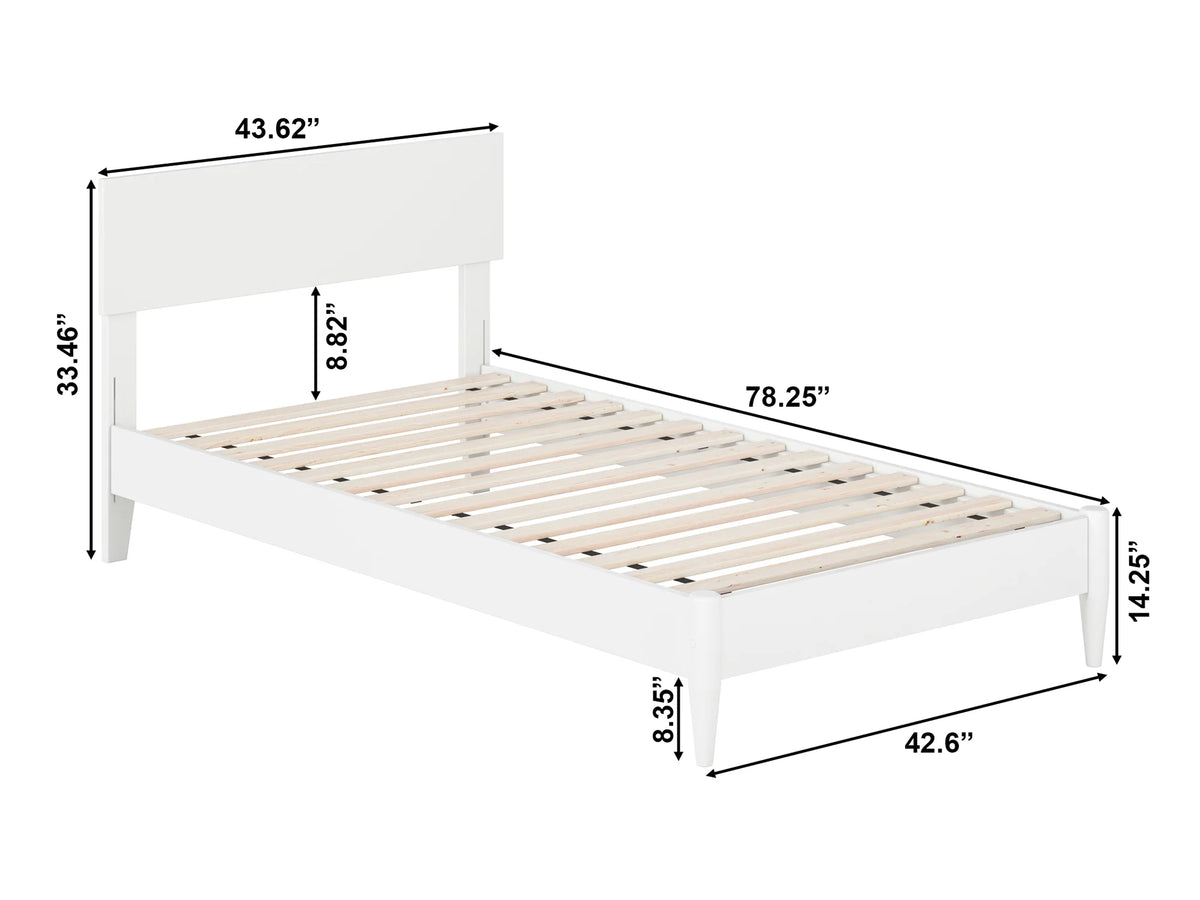 White Twin Solid Wood Platform Bed P200300
