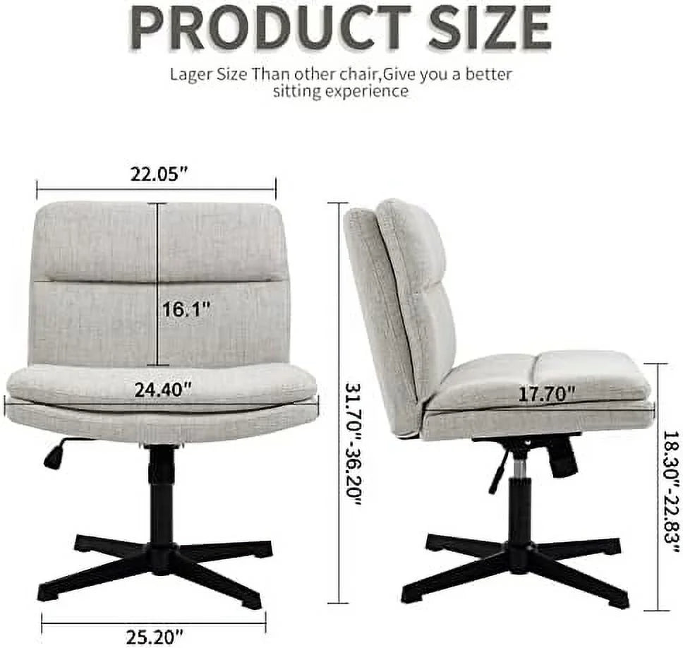 White Faux Leather Armless Swivel Desk Chair L942