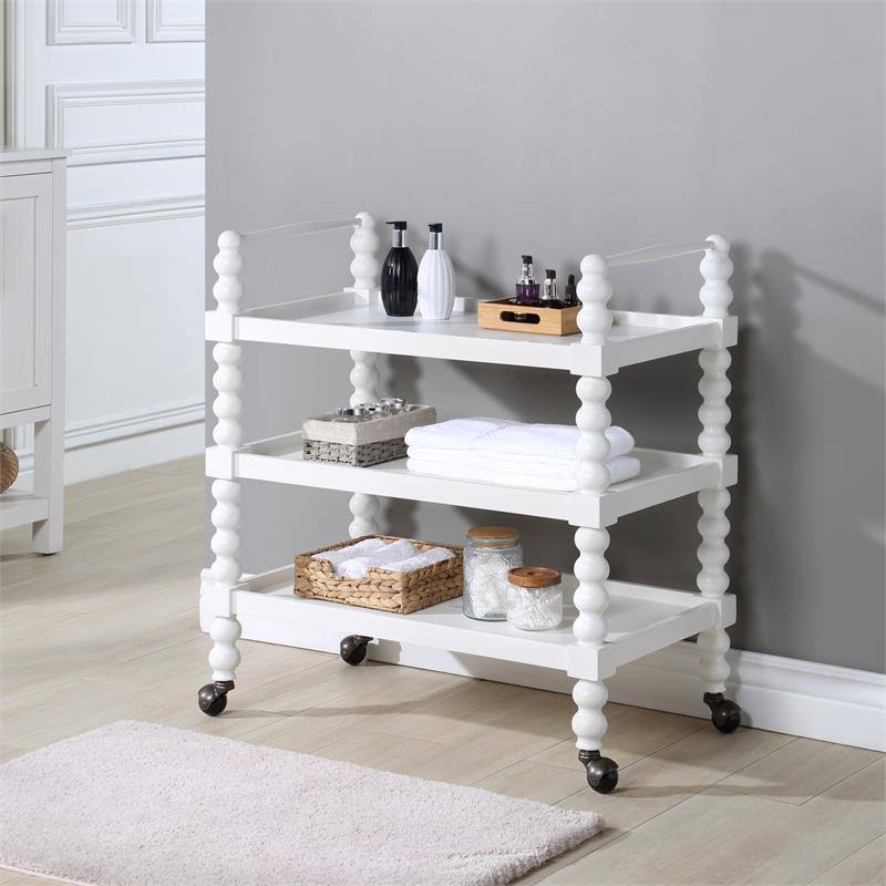 White Wood 3-Shelf Cart E2038