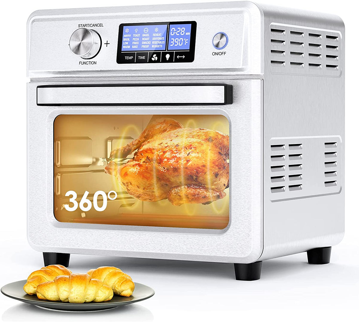 16-in-1 Stainless Steel Air Fryer Toaster Oven Combo with Digital Temperature Control, 9 Accessories & Cookbook Z477