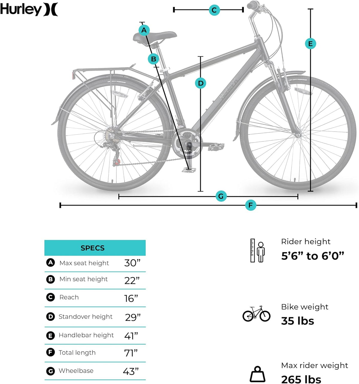 Black Medium Hybrid Urban Bicycle H684842