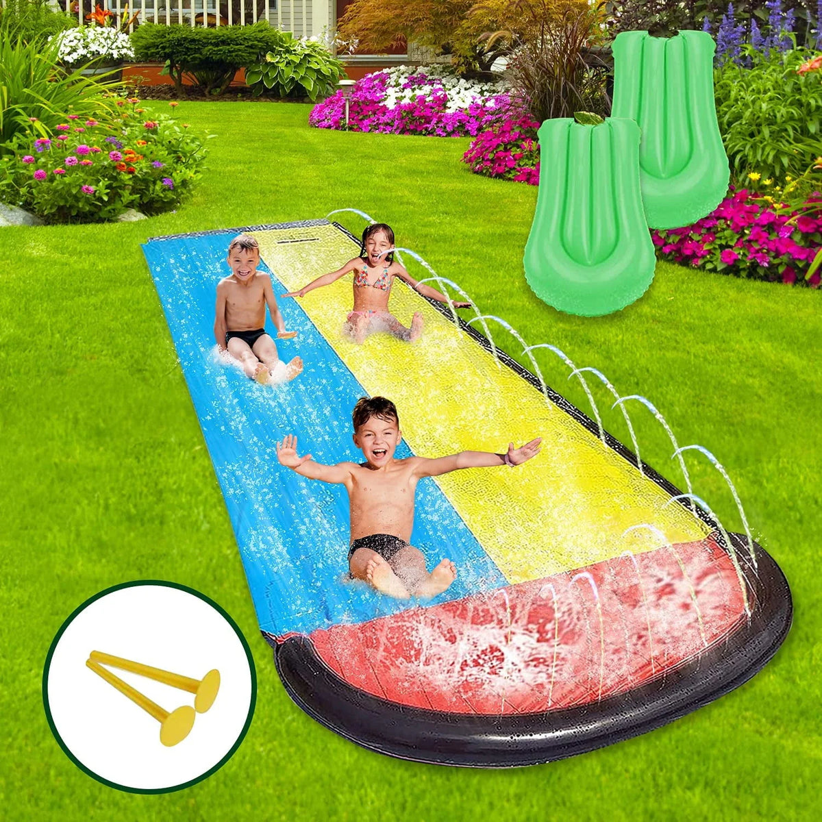 15.5ft Long Water Slide Toy with Inflatable Crash Pad N8534