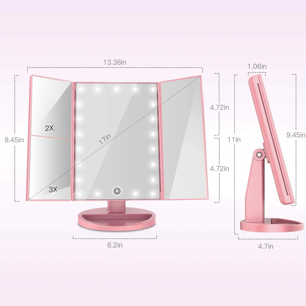 Trifold Makeup Vanity Mirror with Lights W8951