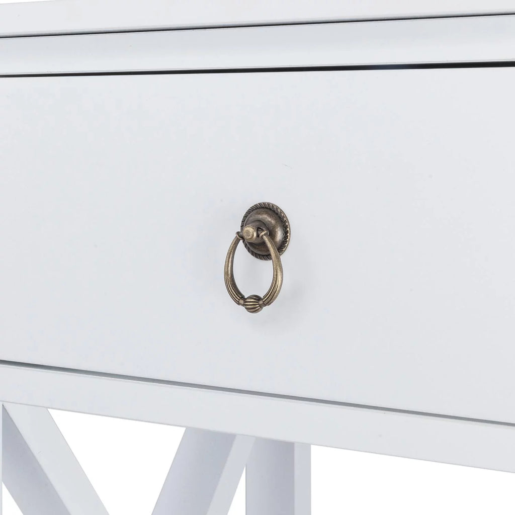 Set of 2 White Wood Nightstand with A Drawer Z847