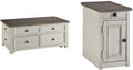 Two-Tone Lift Top Cocktail Table and Two-Tone Side End Table N262