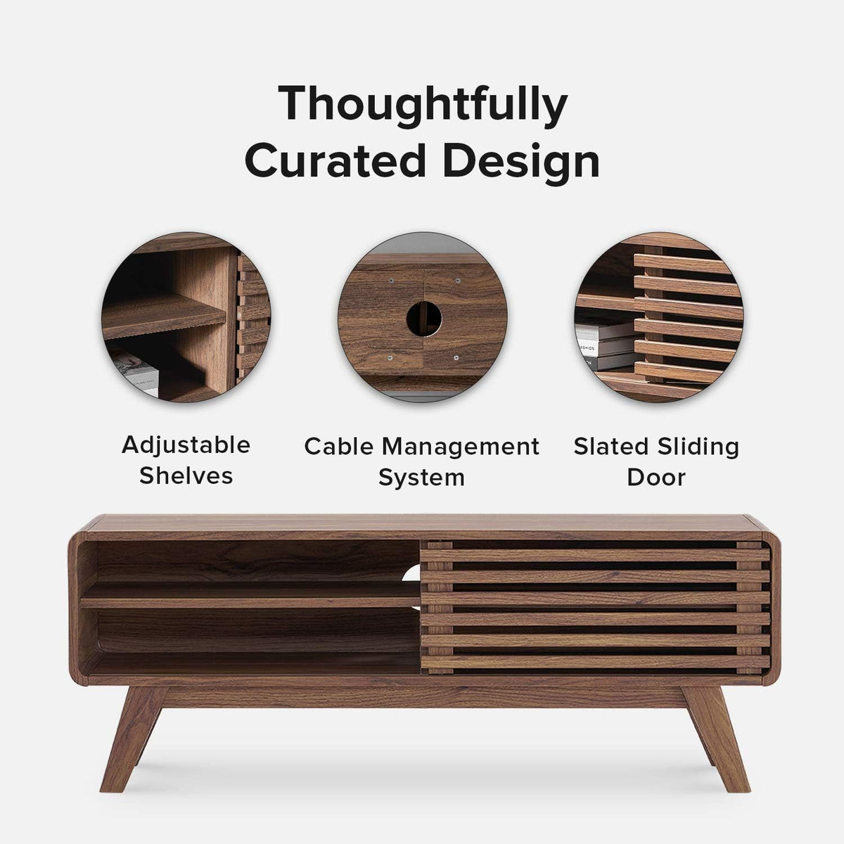46 Scandinavian TV Stand with Slatted Door D90264