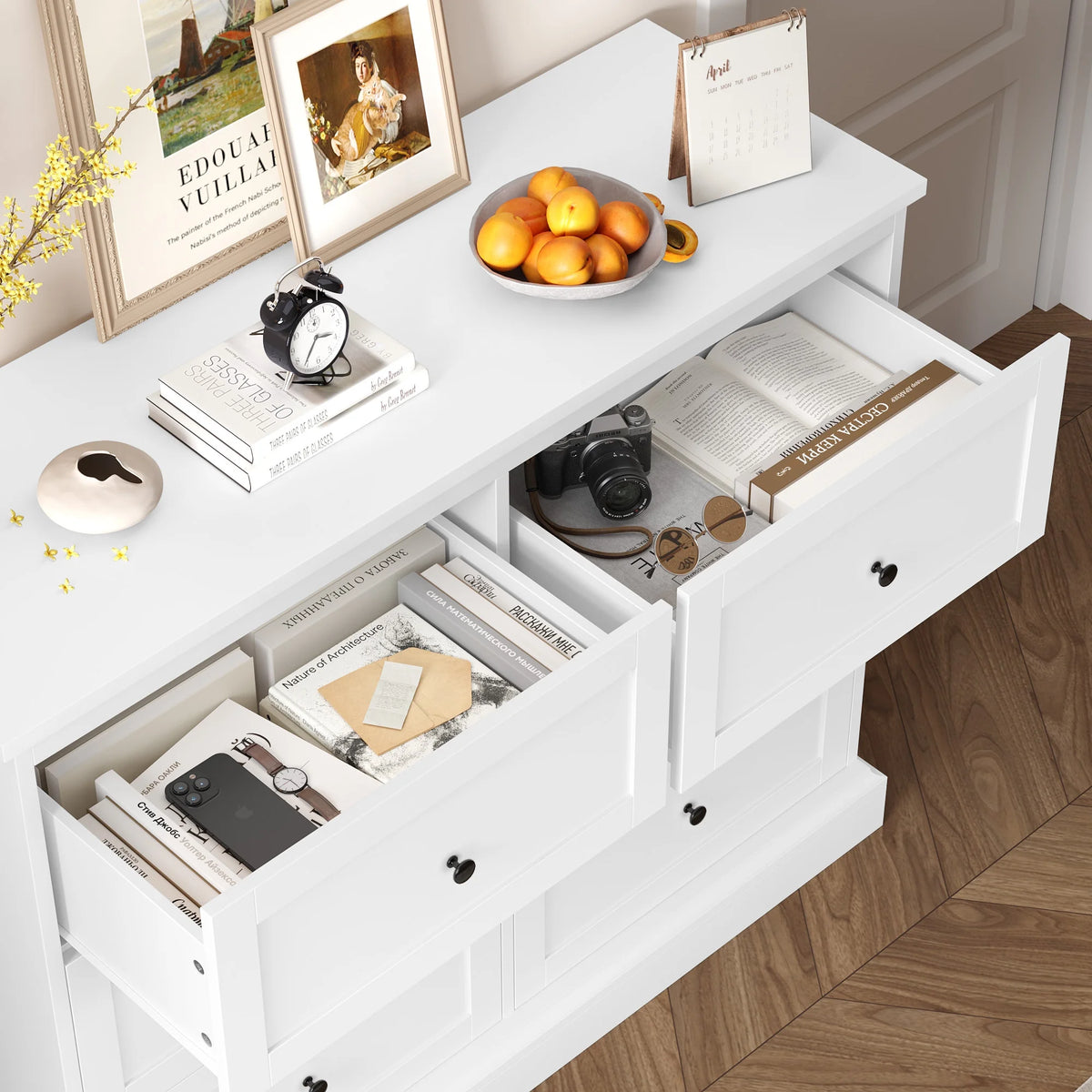 White 6 Drawer Wood Dresser G670179