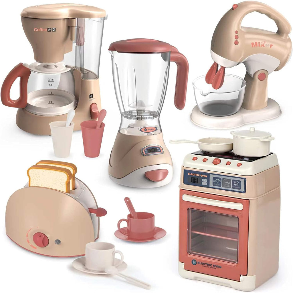 Toy Kitchen Set with Blender, Coffee Maker, Mixer and Toaster D7410