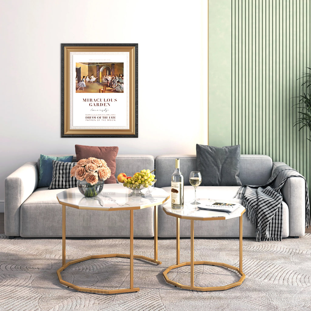 White Marble Coffee Table 12 gon Shape I650112