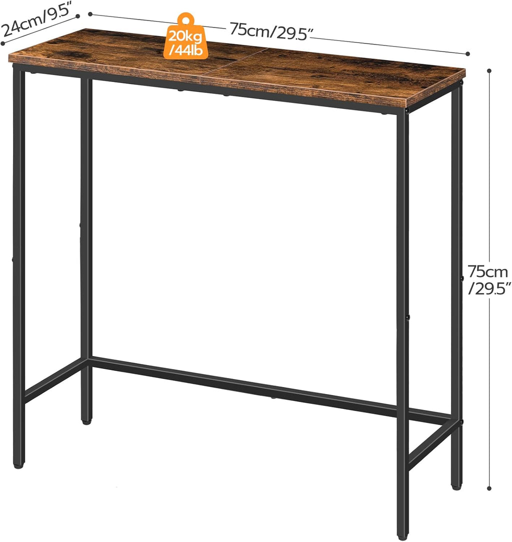 Rustic Brown and Black Narrow Console Table with 2 Fabric Drawers L25570