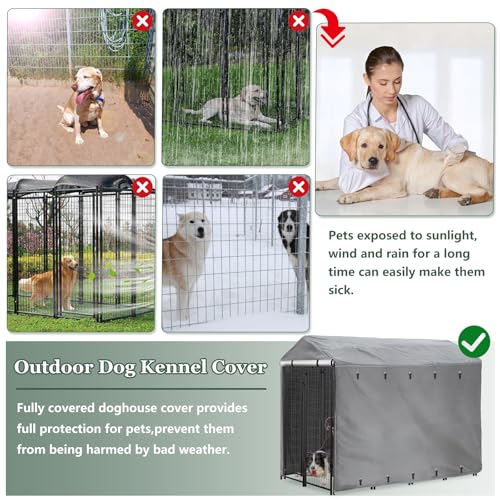 Black Waterproof Outdoor Dog Kennel Cover with PVC Window and Mesh N18415
