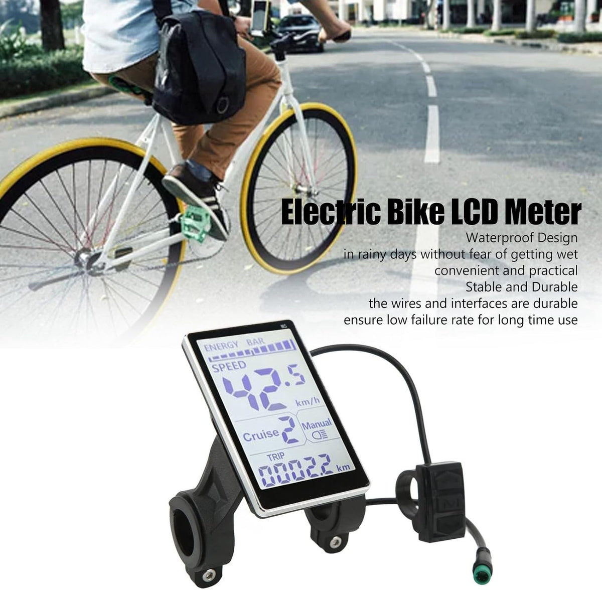 24V 36V 48V 60V 5 Pin M5 LCD Panel Screen for 31.8 22.2mm Handlebar Electric Bikes K350