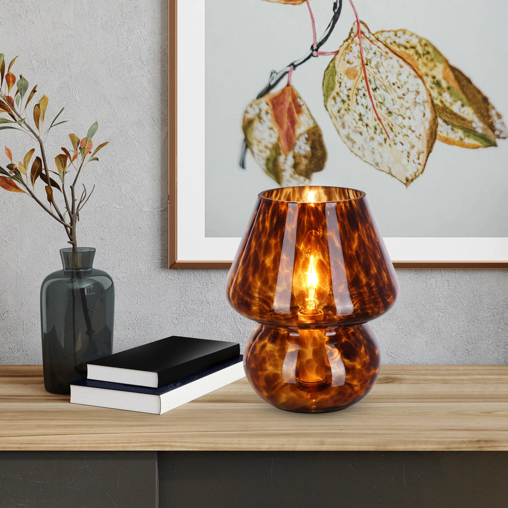 Brown Tortoise 8" Glass Mushroom Lamp L540044