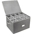 Beige Hard Shell Cup and Mug Storage Box with Dividers & Handles O336790