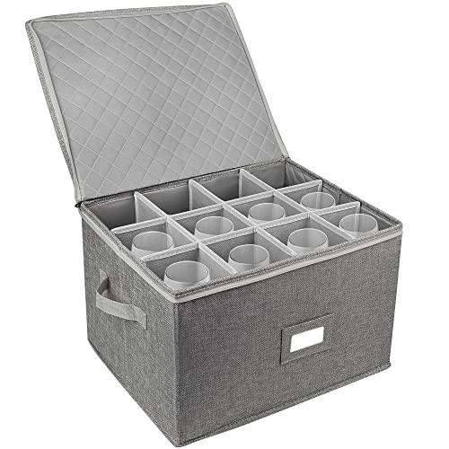 Beige Hard Shell Cup and Mug Storage Box with Dividers & Handles O336790