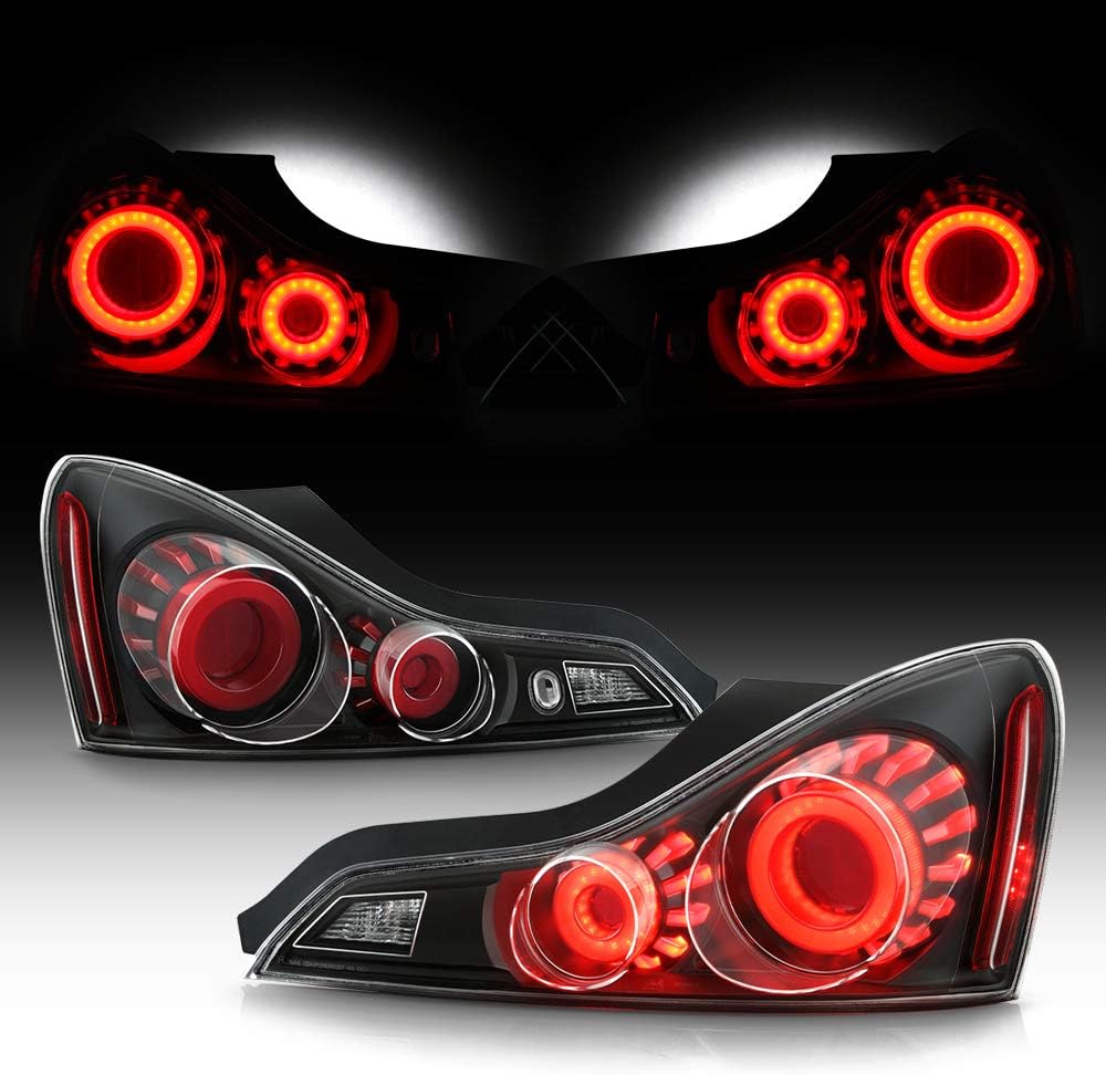 For 2008-2015 Infiniti G37 Q60 Coupe Black Housing LED Tail Lights Assembly Left+Right K67829