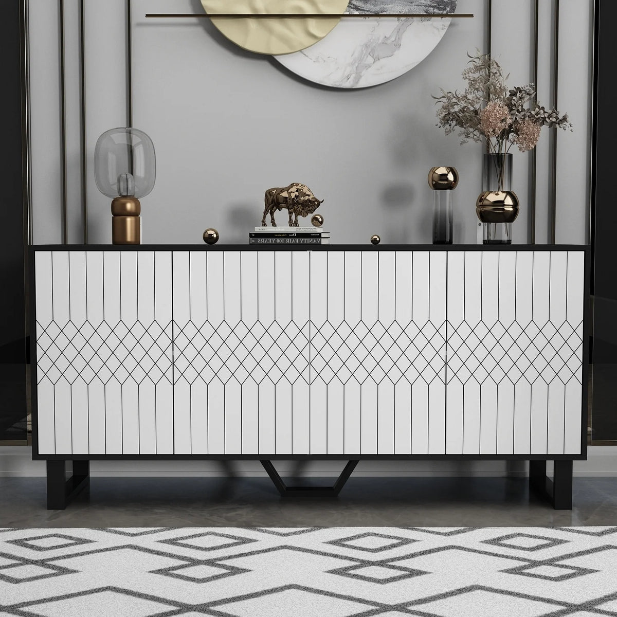 63 inch Sideboard with Pop-Up Doors S893