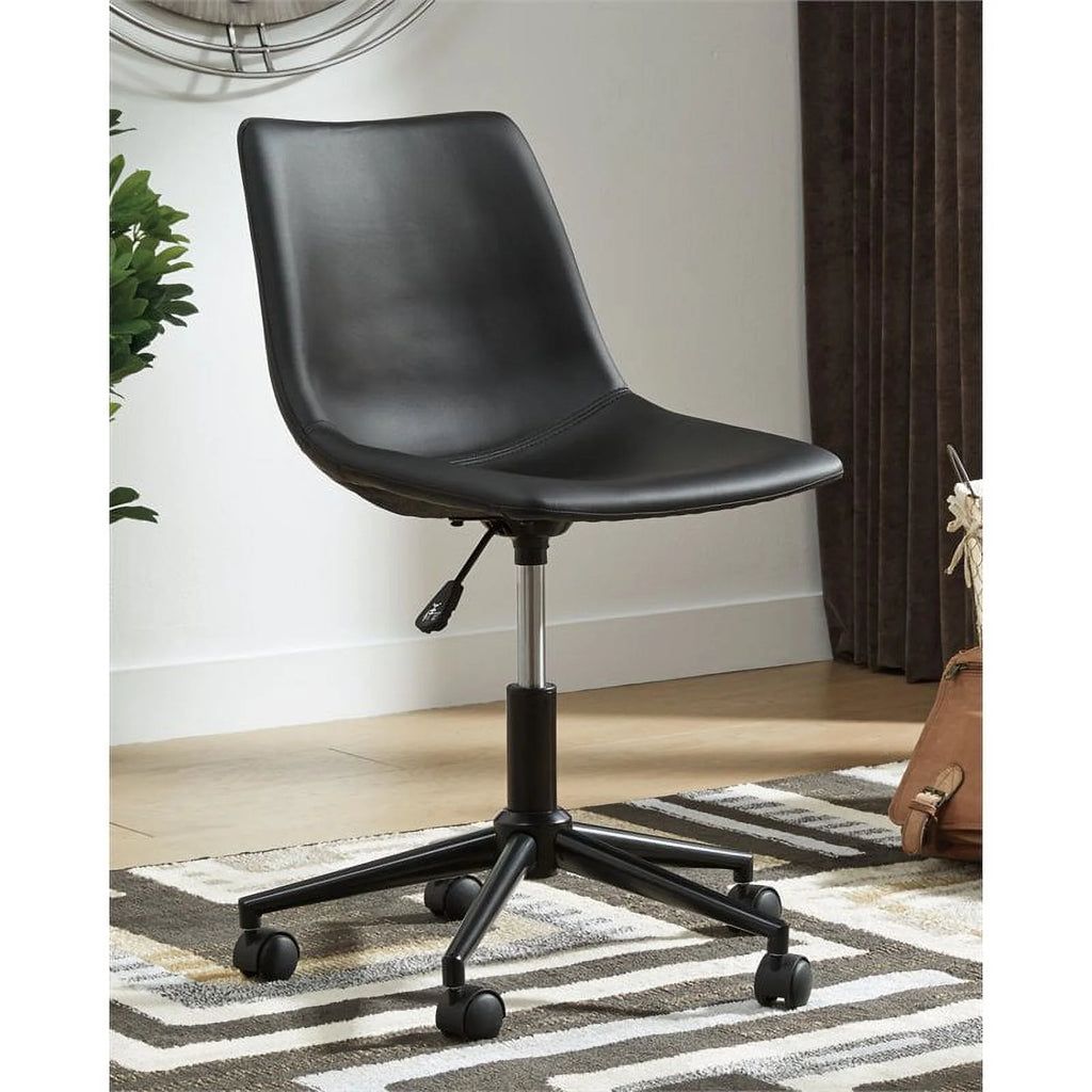 Black Faux Leather Swivel Desk Chair A137