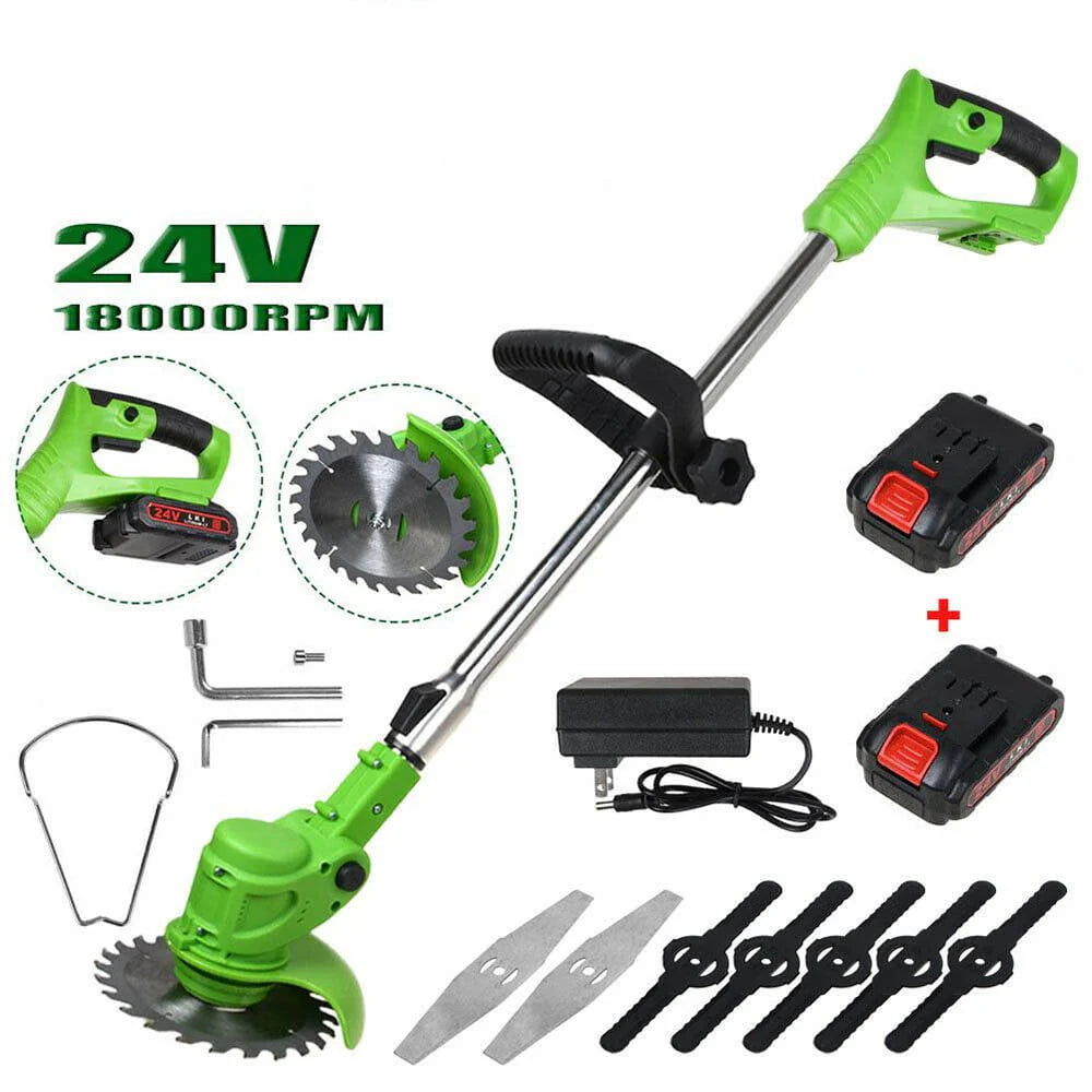 24V 650W Cordless Electric Lawn Mower and Grass Trimmer with Batteries Y97944