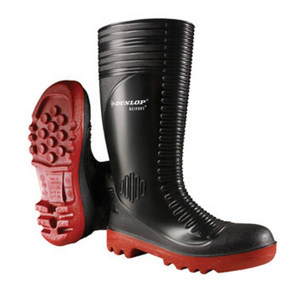 Black Ribbed Full Safety Wellies Q752616