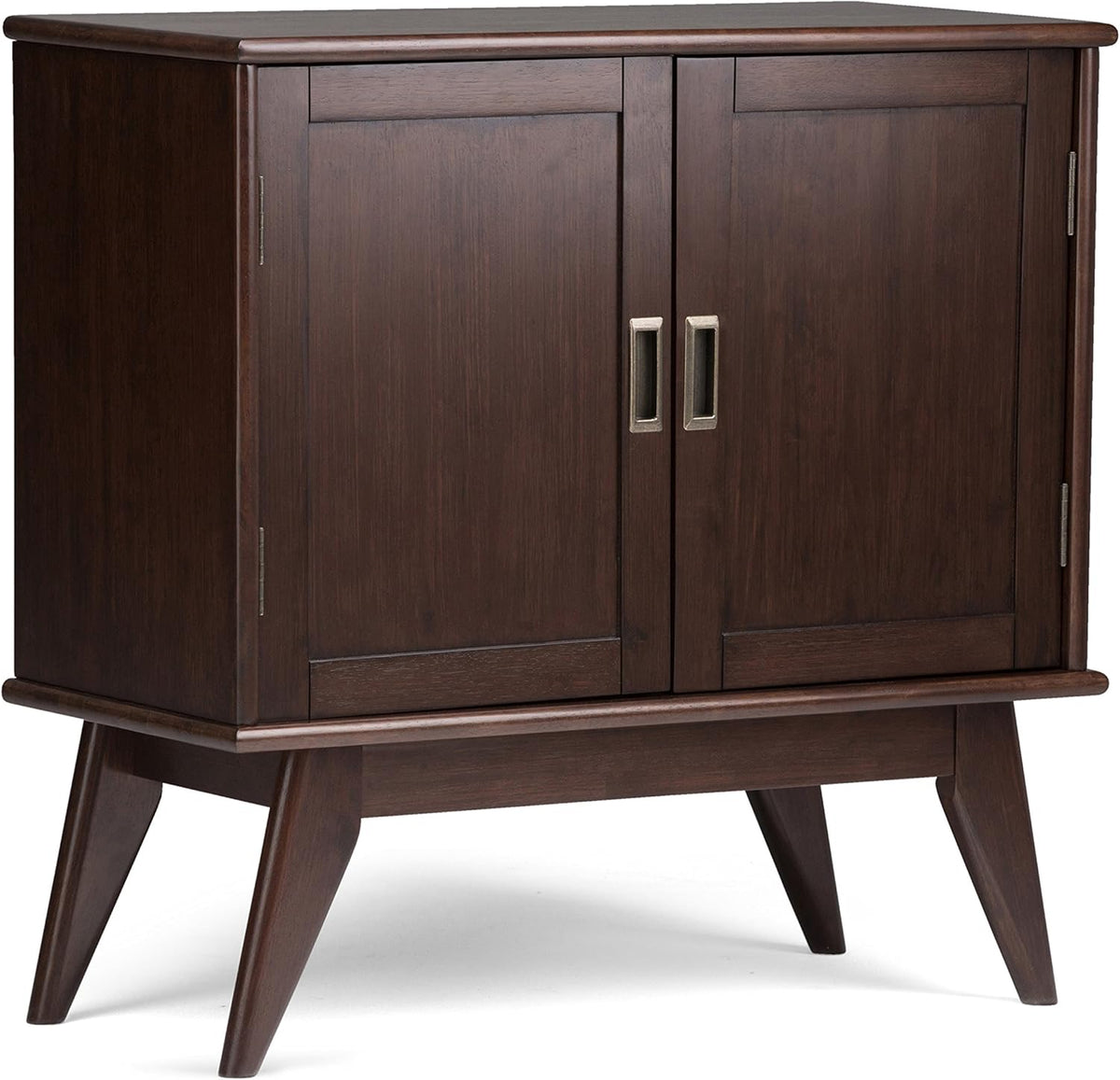 Medium Auburn Brown Solid Wood Low Storage Cabinet with 2 Doors and 2 Adjustable Shelves F68081
