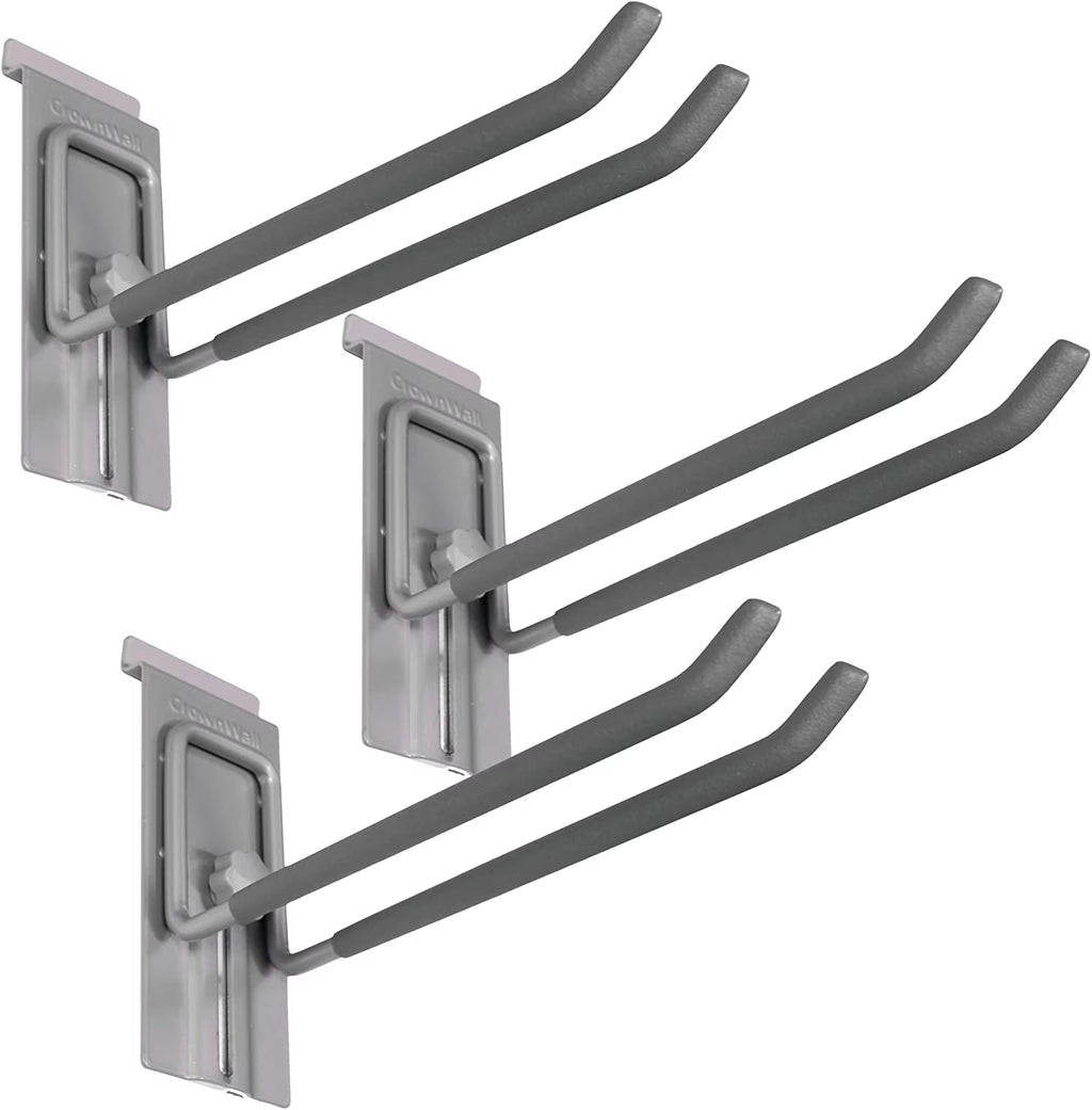 Slat Wall Storage Organizer with 8 Inch Locking Double Hooks (3 Pack) H50246