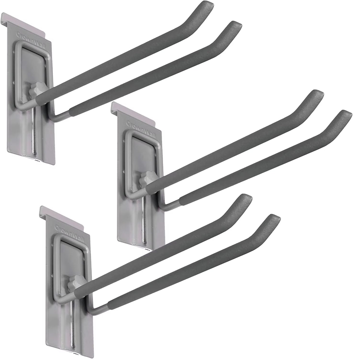 Slat Wall Storage Organizer with 8 Inch Locking Double Hooks (3 Pack) H50246