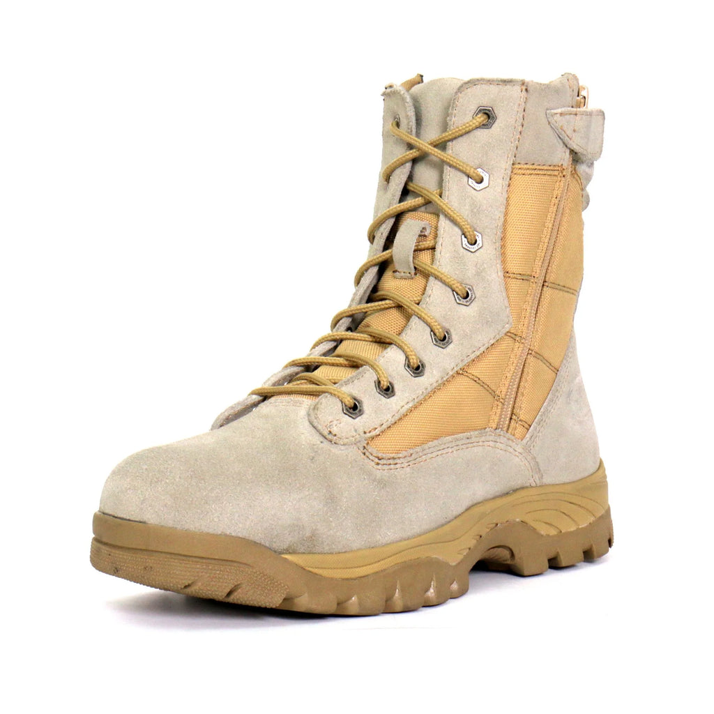 Tan Leather Lace Up Boots with Zippers B4706
