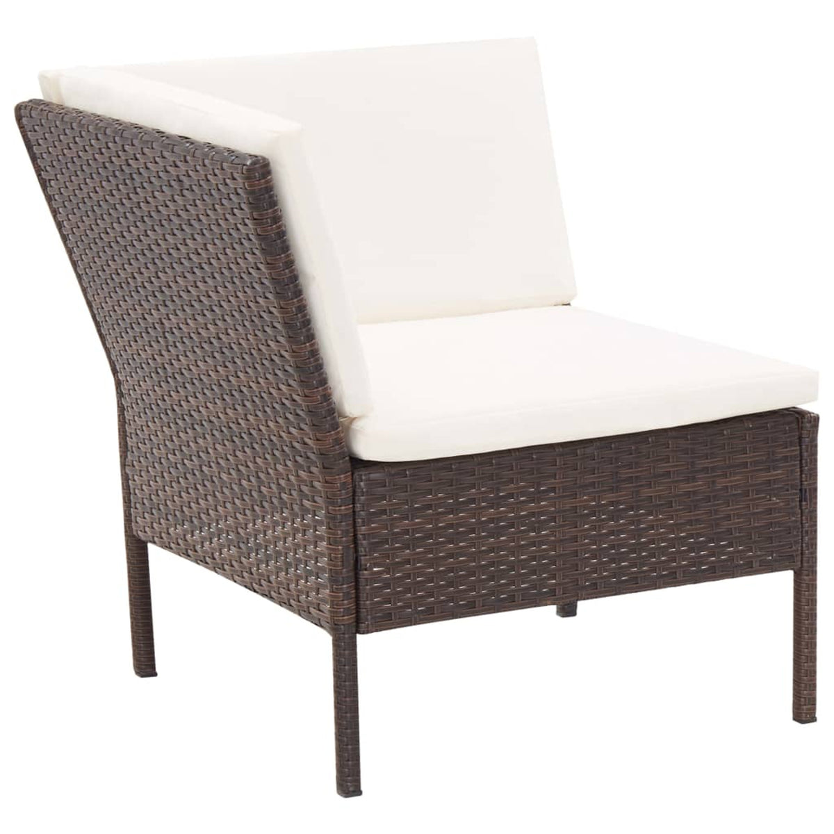 3 Piece Brown Poly Rattan Patio Conversation Sofa Set O526