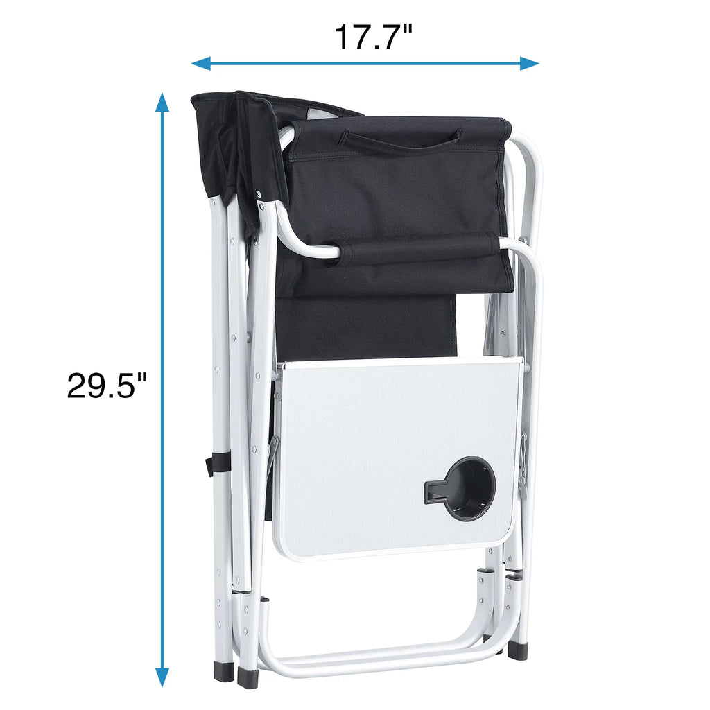 2-piece Padded Folding Chair with Side Table and Storage Pockets V37711