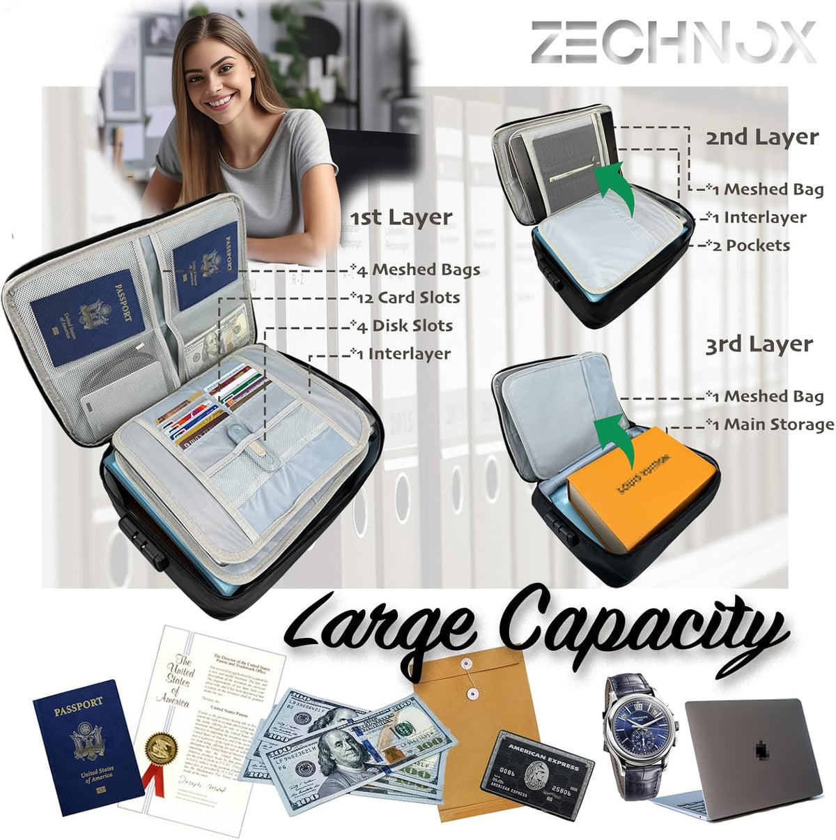 Fireproof Document Bag with Lock G391442