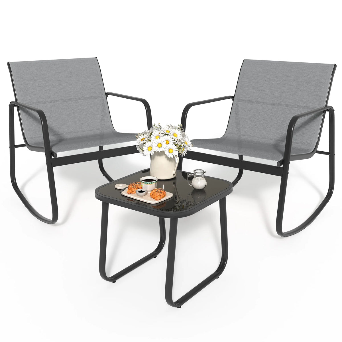 3-Piece Outdoor Patio Furniture Set Brown Z894196