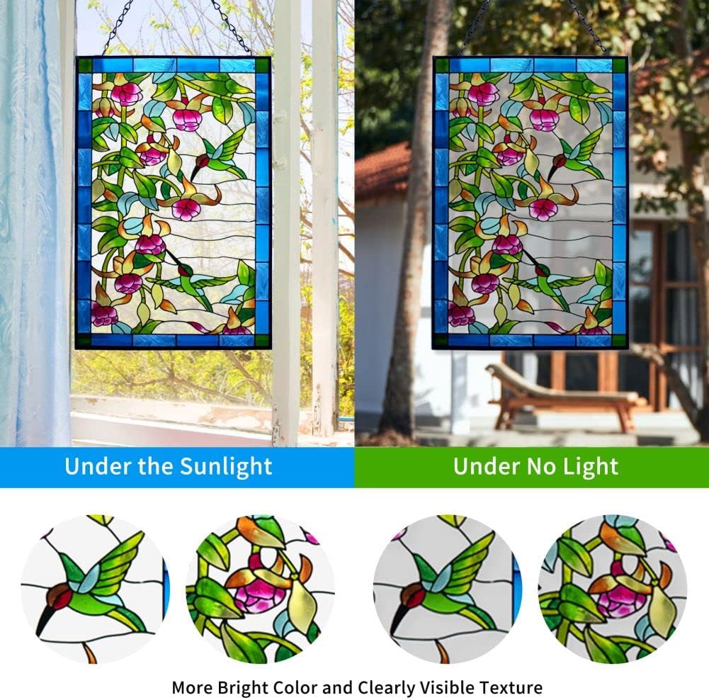 Round Hummingbird Stained Glass Window Suncatcher V377