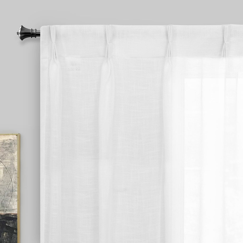 White Pinch Pleat Sheer Curtains 2 Panels 52" x 96" Y9612